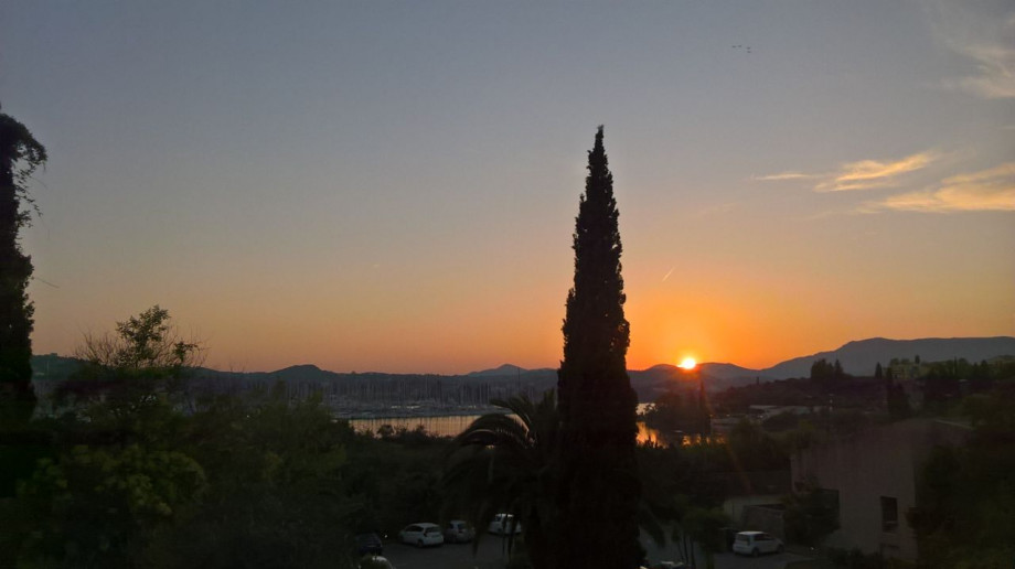original Korfu Sonnenuntergang beim Hotel